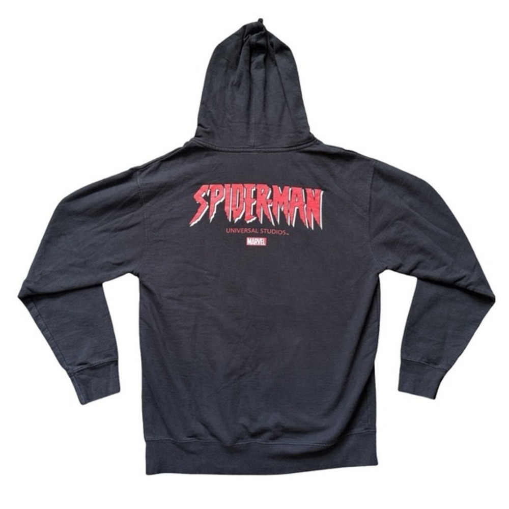 Spider-Man Universal Studios‎ Marvel Hoodie Black Embroidered Logo Mens Medium M - Picture 6 of 9